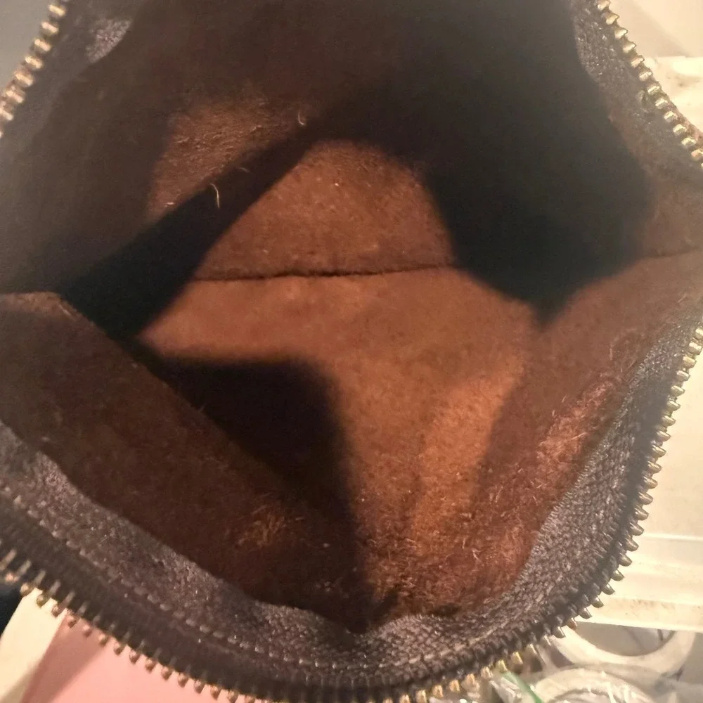 Baggu Leather Pouch Women OS Brown Excellent Milled Leather Made in USA Zipper